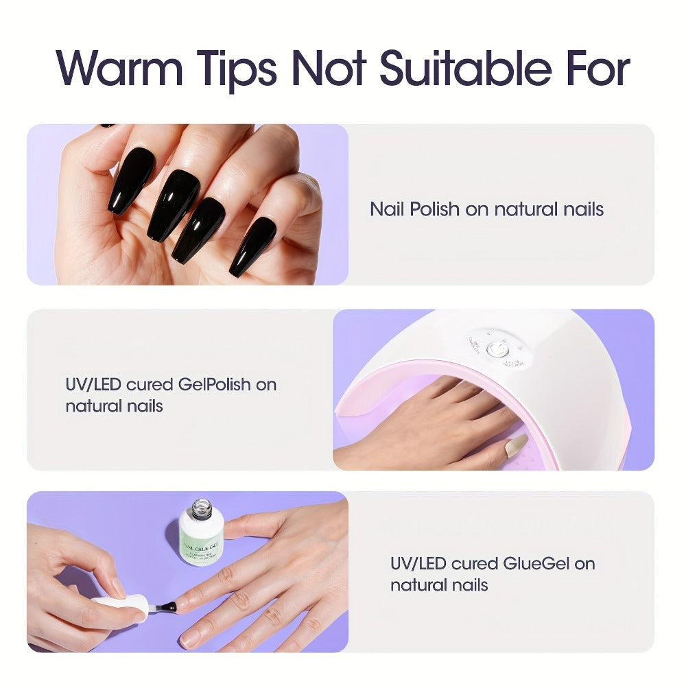 Press-On Nail Glue Gel Kit 30g with UV Lamp – Strong Long-Lasting Solid Nail Glue, 60ml Remover & Buffer for False Nails — im