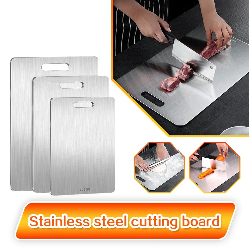 304 Stainless Steel Panel and Chopping Board Kitchen Household Thickened Double Sided Cutting Board Block Kneading Dough Board