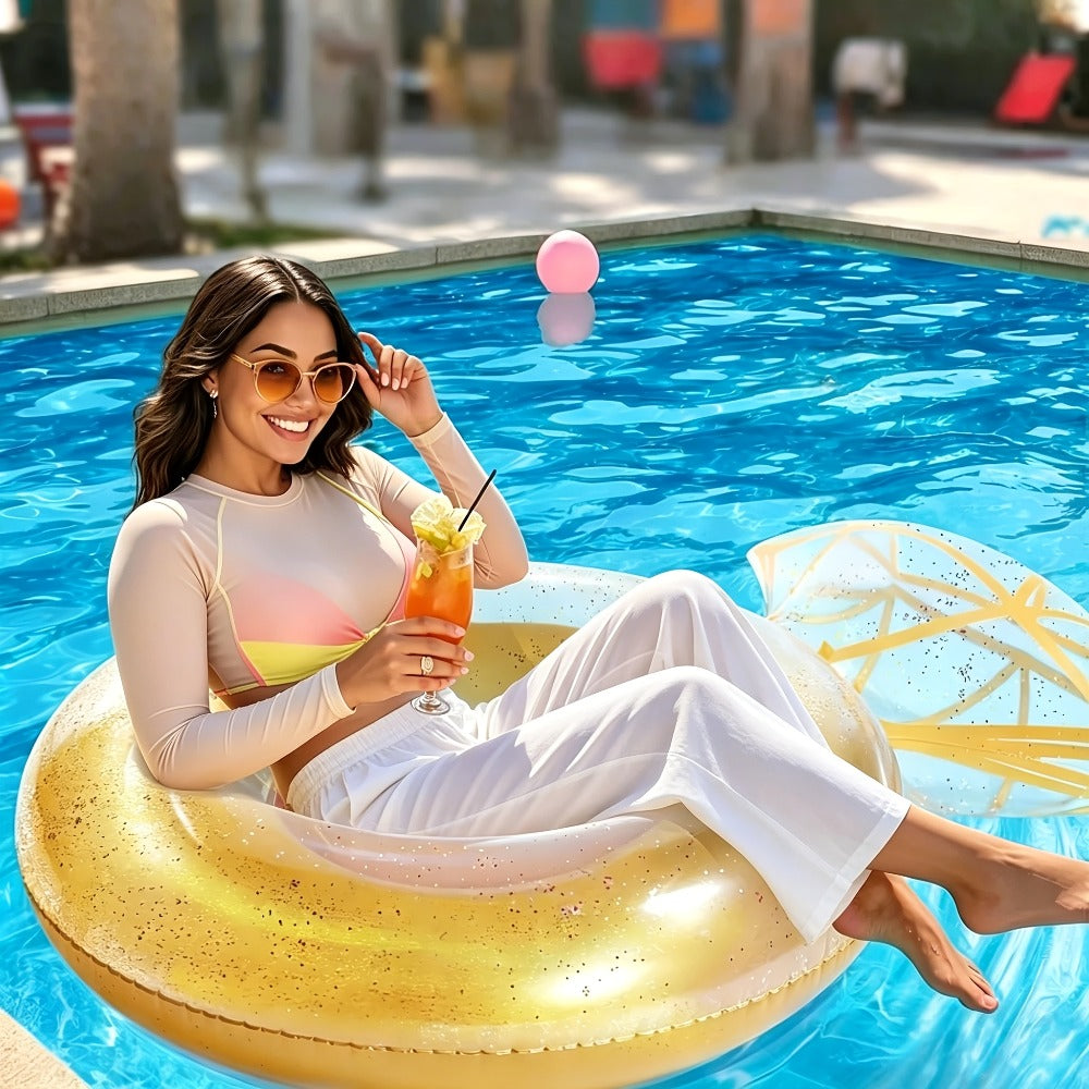 Giant Engagement Ring Pool Float, 49 x 31-Inch Inflatable in Gold, White or Pink for Bridal Pool Parties — image 10