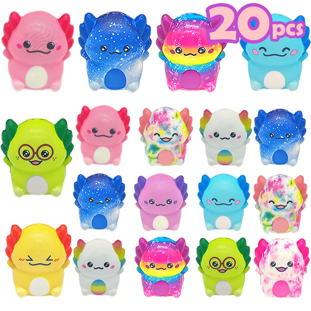 Axolotl Squishy Toys 20 Pack Slow Rising Fidget Sensory Stress Toys for Kids, Cute Salamander Newt Ice Cream Shape Squeeze To