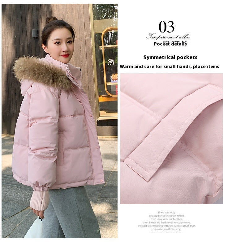 Loose Hooded Gloves Thickened Thermal Quilted Jacket Coat For Women