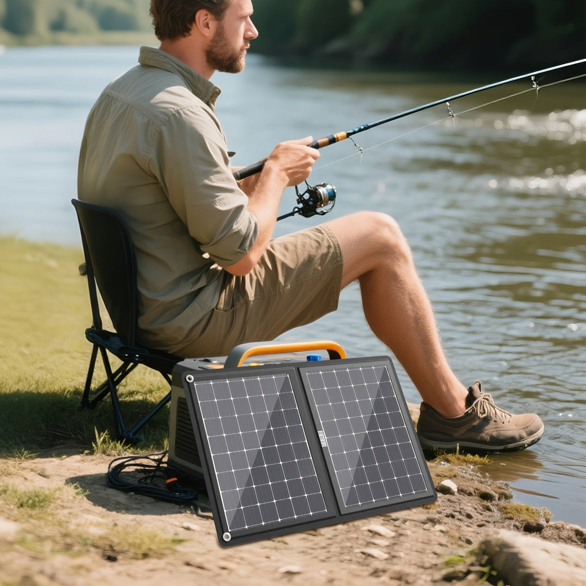 Solar Panel Charger, Foldable Portable Camping RV Power Station Laptop for Garden, Patio and Yard Use — image 6