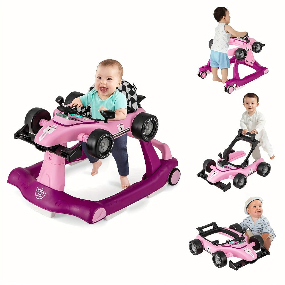4-in-1 Foldable Baby Walker with Activity Toy Tray & Adjustable Height, Sit-to-Stand Push Walker for Infants & Toddlers — ima