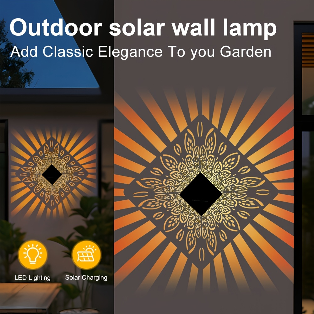 Solar Fence Lights Outdoor – Metal Step Wall Light for Garden Pillar Patio Courtyard Multicolor & Warm LED Decor — image 7