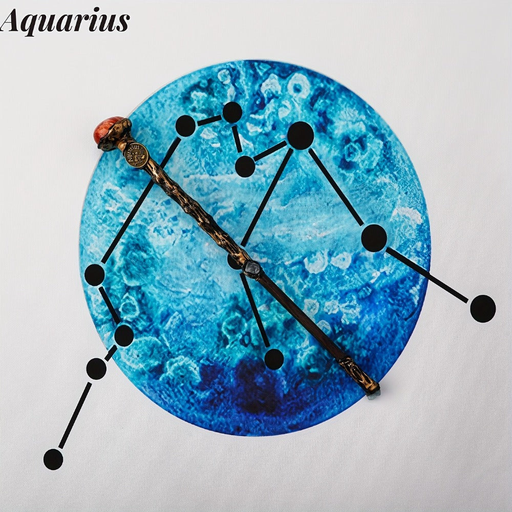 Zodiac Crystal Magic Wand with Gift Box – Handmade Astrology Wand All 12 Signs Aries Taurus Gemini Cancer Leo Virgo Libra Sco