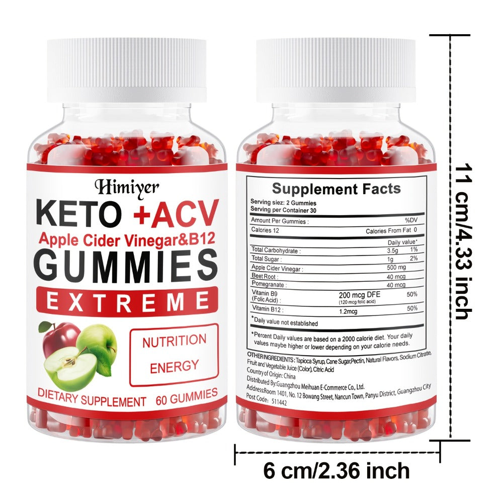 Apple Cider Vinegar Gummies with Pomegranate, Beet Juice & Vitamin B12, Keto ACV Gummies for Weight Management — image 4