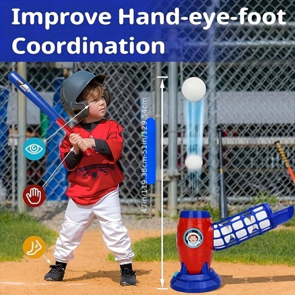Kids Baseball Pitching Machine Toy Set, Children's Baseball Trainer with Bat, Ball Machine & 10 Balls — image 3