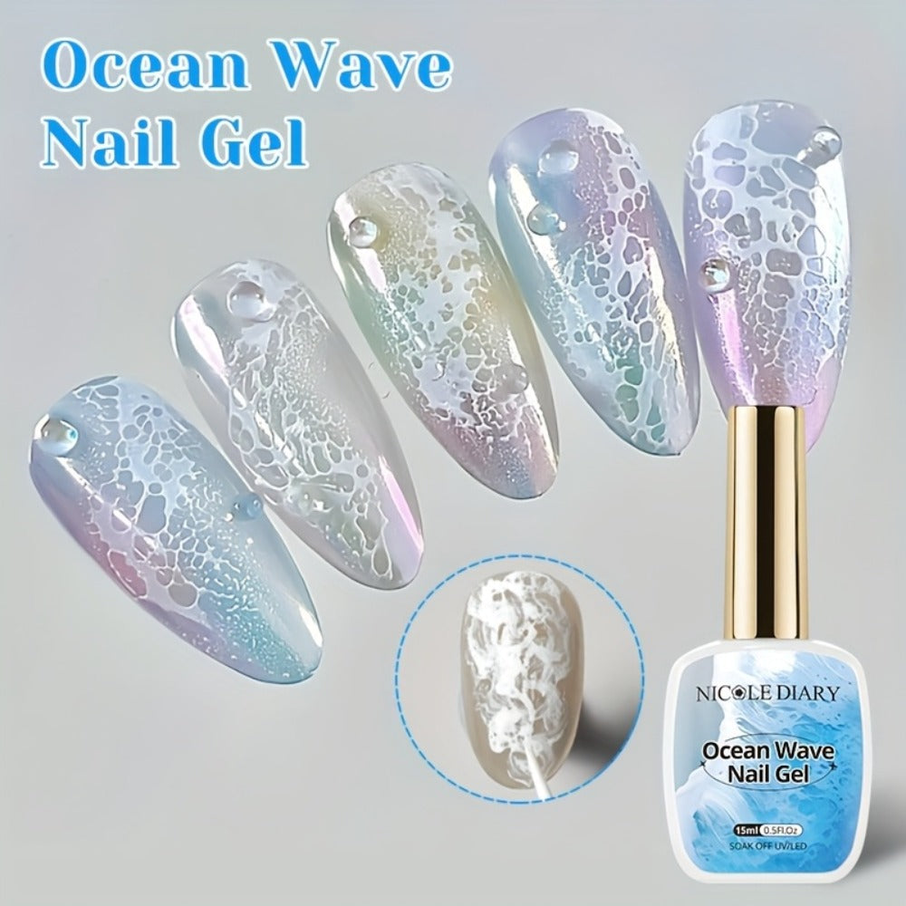 Gel Nail Polish NICOLE DIARY 2-Piece Watercolor and Ocean-Wave Set with Two 15ml Bottles for DIY Art — image 11