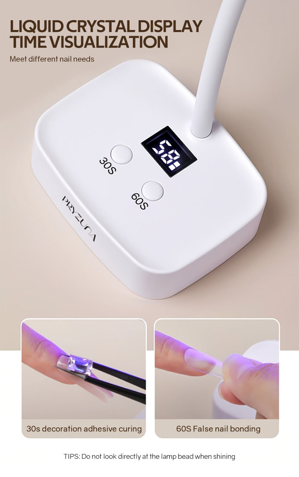 UV LED Nail Lamp Smart Sensor Auto-Start Rechargeable Cordless with 360° Flexible Gooseneck LCD Display 30s 60s Timer — image