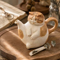 Coarse Pottery Cat Teapot and Cup Set