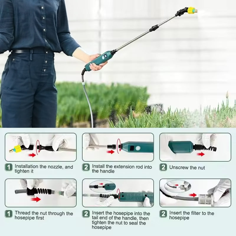 2400mAh Portable Electric Sprayer. 3 Nozzles, High - Pressure, for Garden Plant Watering