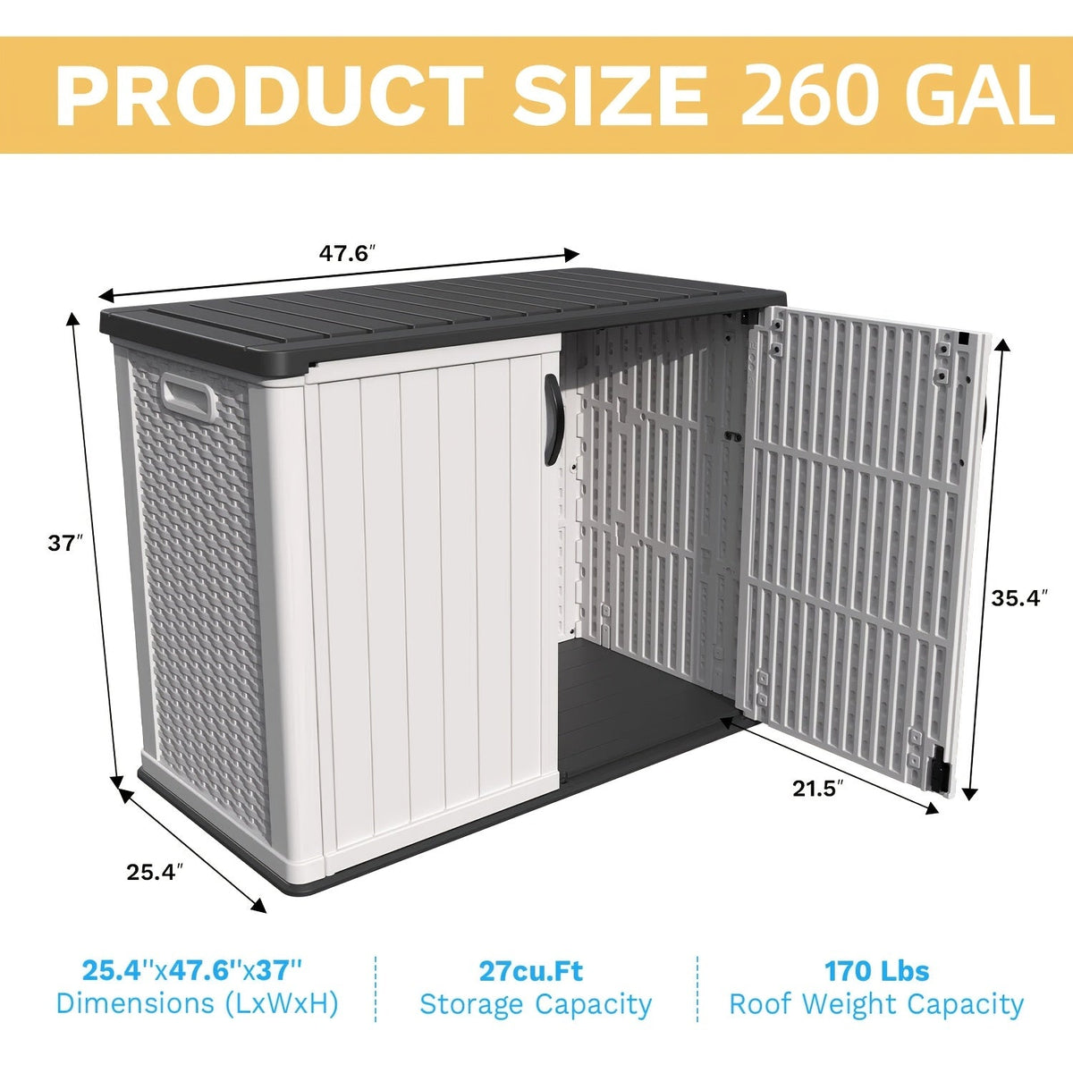 Resin Deck Box Lockable Outdoor Storage, for Garden, Patio and Yard Use, with the Listed Configuration — image 3