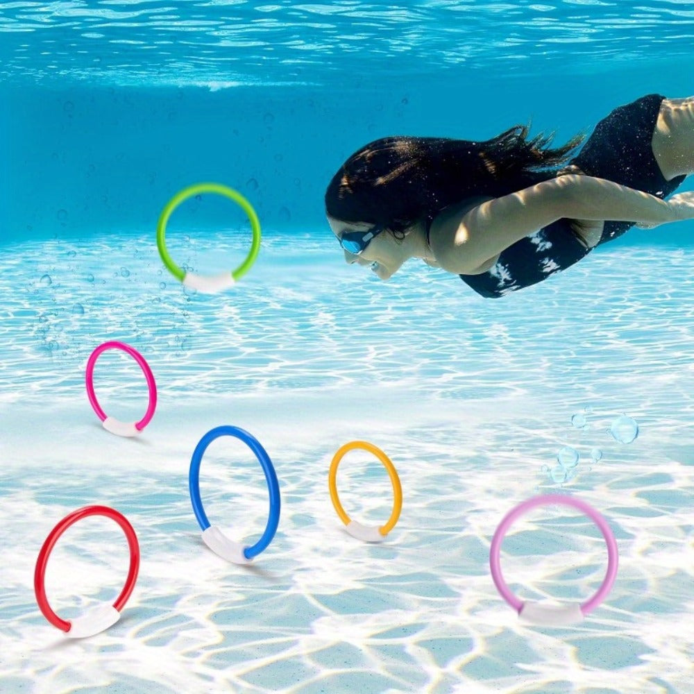Diving Rings Pool Toys for Kids 8 Pack, Colorful Sinking Dive Rings Underwater Swimming Training Set for Boys & Girls — image