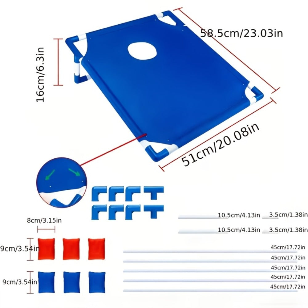 Portable Cornhole Game Set for Outdoor, 2 Boards with 12 Bean Bags & Storage Bag, Blue & Red — image 8