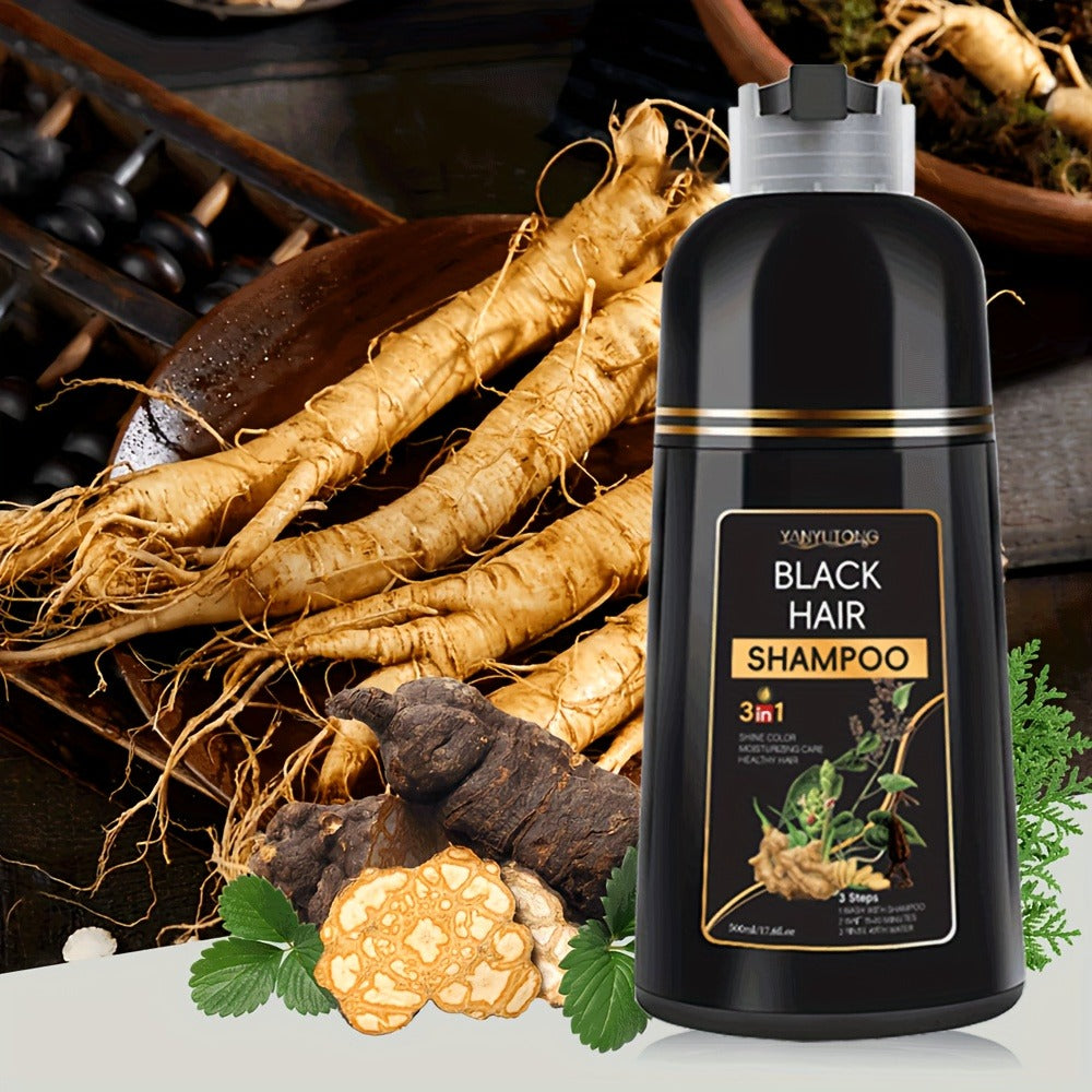 Hair Color Shampoo, YANYUTONG 3-in-1 Black Hair and Beard Color in One 500ml Labeled Pump Bottle — image 8