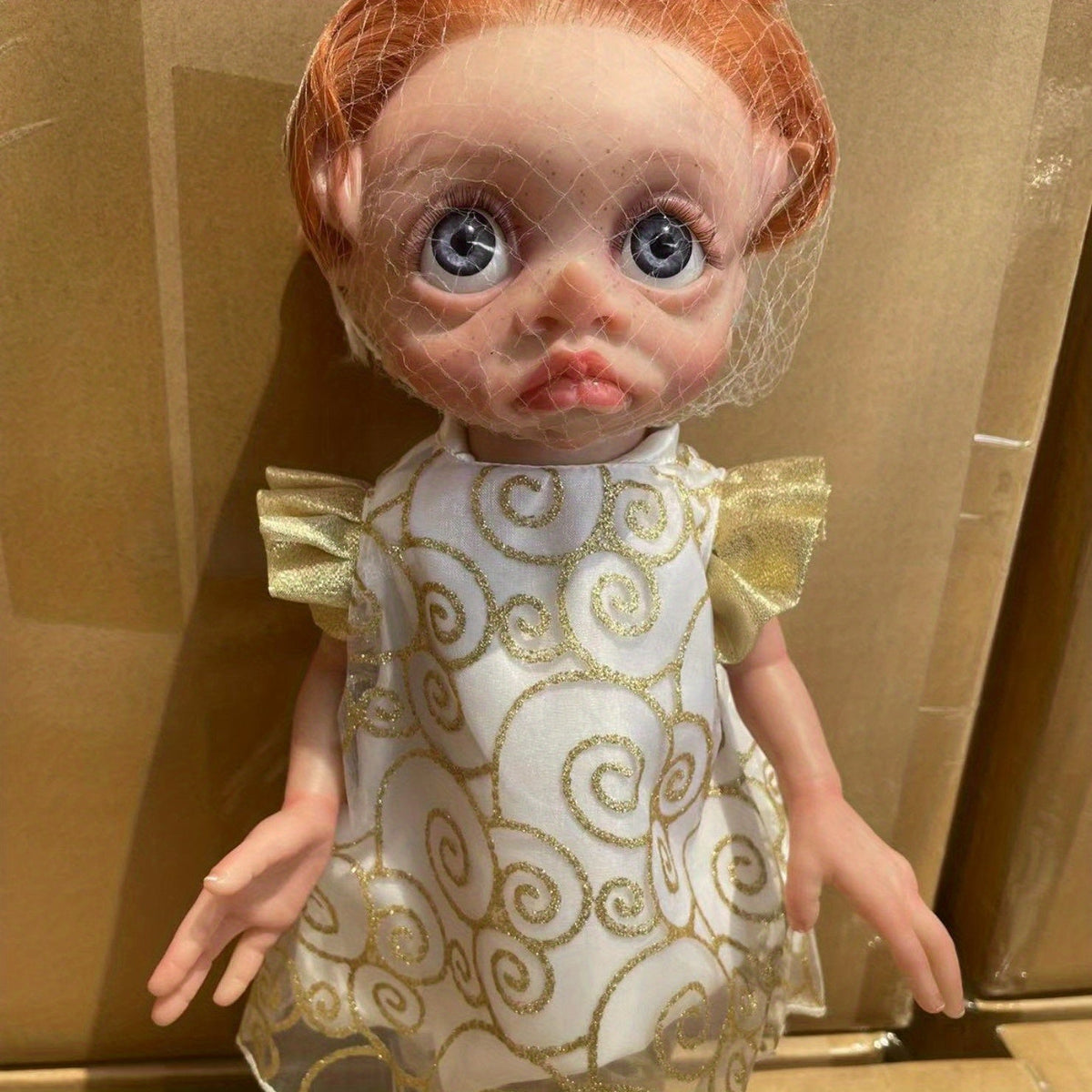 Fairy Elf Reborn Doll 15 Inch Vinyl Full Body Hand-Painted Collectible Art Doll with Wavy Hair & Crown — image 1