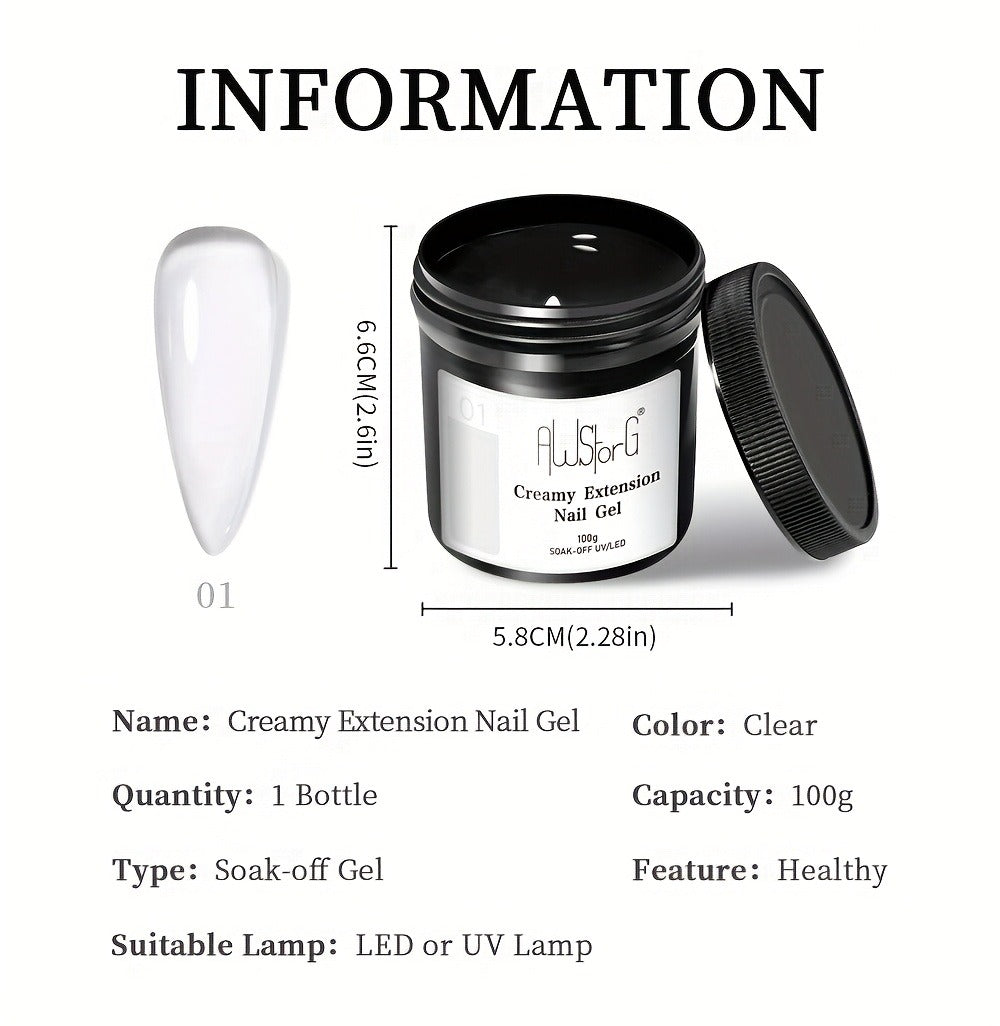 Clear Nail Extension Builder Gel Kit, Three 100g Containers for UV LED Manicure Length and Structure — image 10