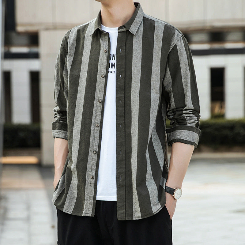 Japanese wide stripes men's casual