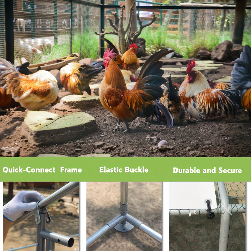 Walk-In Metal Poultry Enclosure in Six Size Options with Mesh Walls, Door and Partial Roof Cover — image 15
