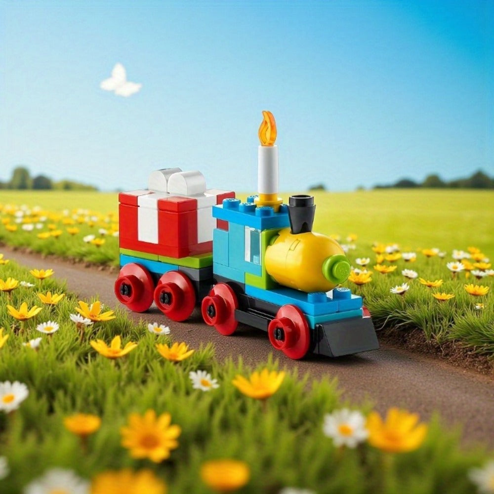 Birthday Train Building Set 30642, Mini Brick Creator Kit with Cake Balloons & Gifts for Parties, Celebrations and Guest Favo