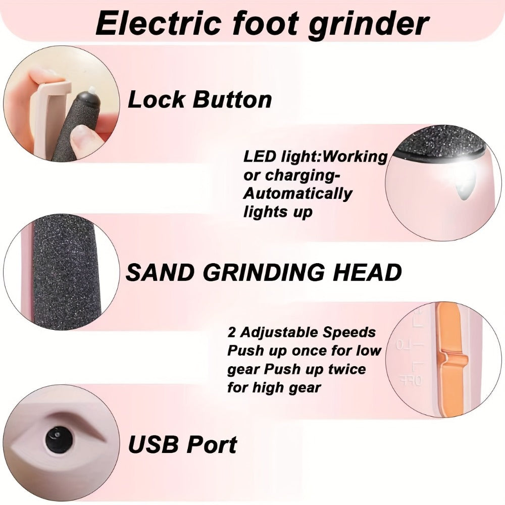 Electric Callus Remover for Feet with Foot Cream Stick Rechargeable Pedicure Tool 2 Speeds 2000 5000 RPM 2 — image 2