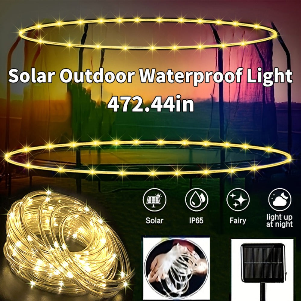Solar Powered LED Trampoline Lights Colorful Rope Lights for 8-16 Ft Trampolines 8 Dynamic Modes IP65 Waterproof Outdoor Back