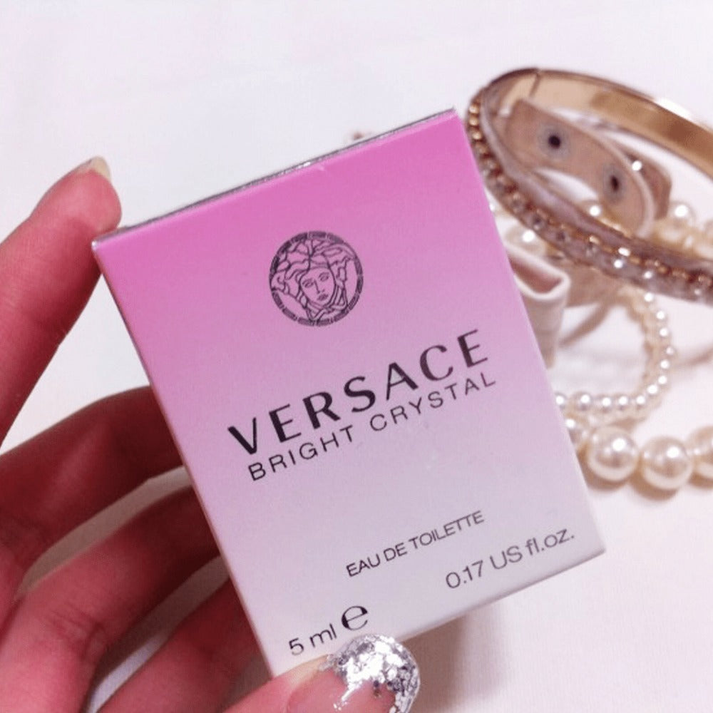 Versace Bright Crystal Eau de Toilette Mini Bottle Pair, Two 5ml Bottles with Faceted Clear Caps — image 5