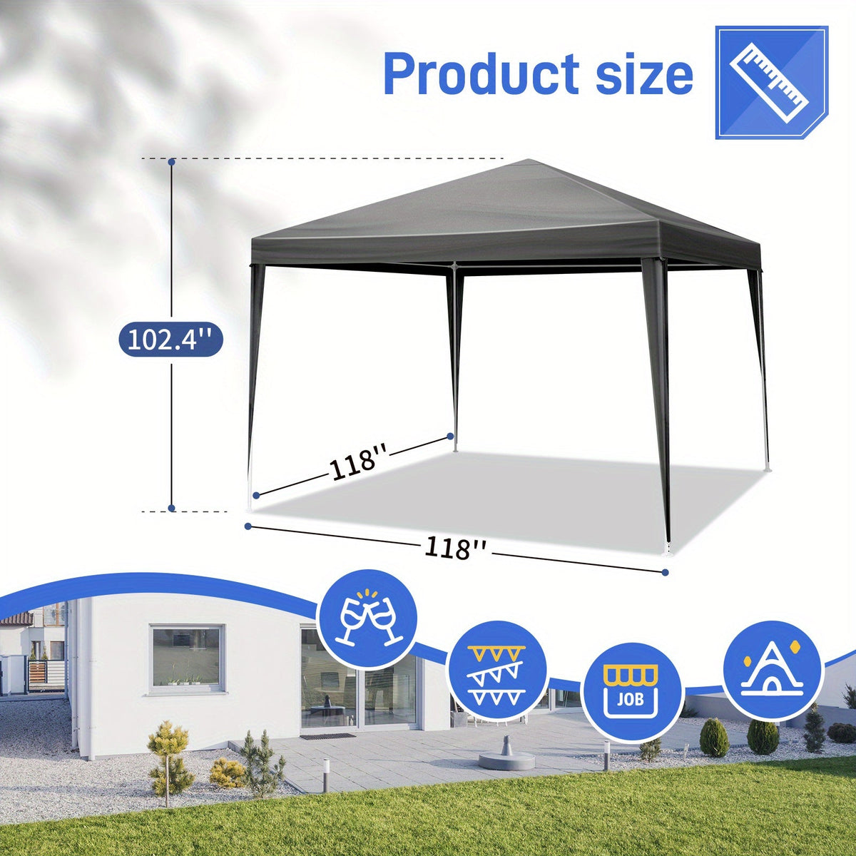 10x10ft White Party Canopy Tent with No Sidewalls, Three Sidewalls or Four Sidewall Configuration Options — image 11