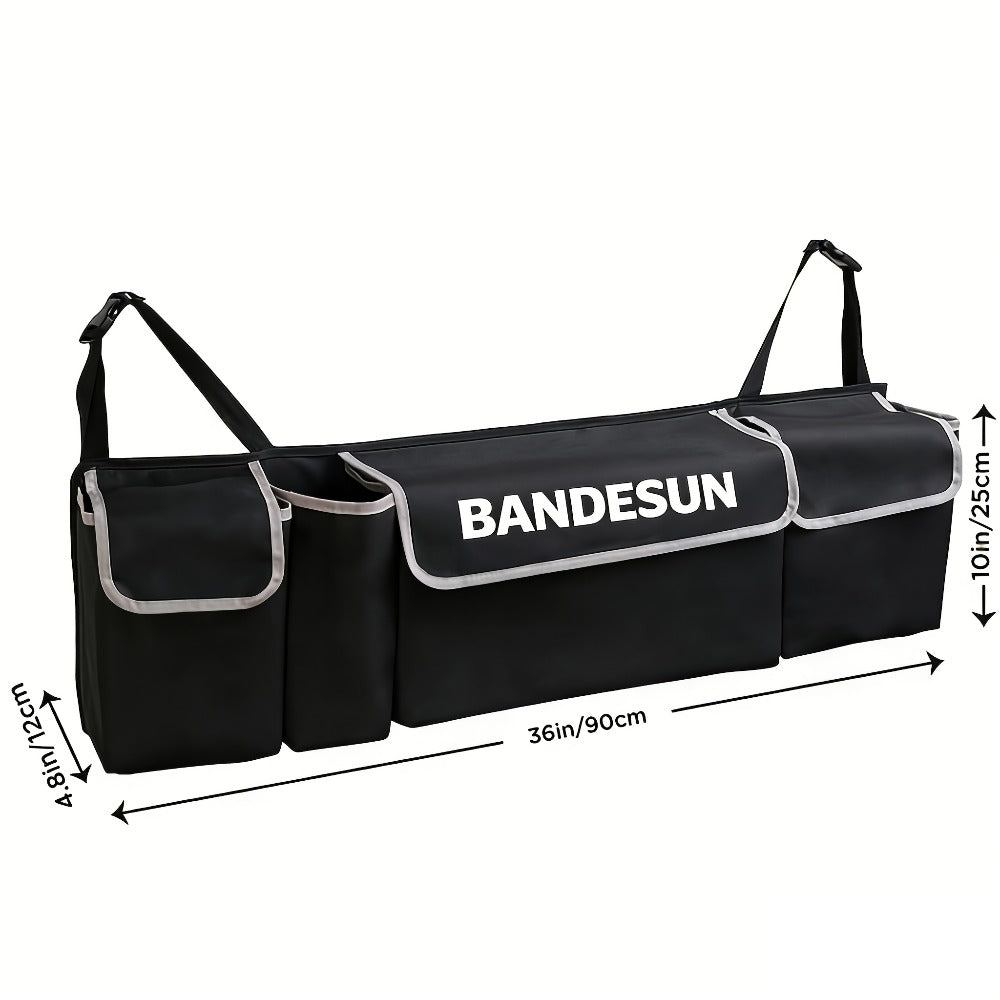 Rear Seat Hanging Car Trunk Organizer with Four Pockets, 36 x 14.2 x 4.7 Inches and Black Finish — image 2