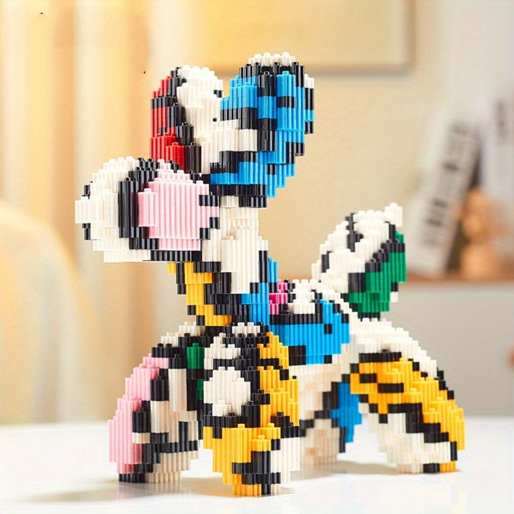 Balloon Dog Building Blocks Set – Colorful Interlocking Brick Sculpture Pop Art Home Decor Display Model for Adults Teens Art