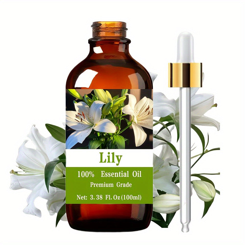 Essential Oil Lily Floral Aroma in 100ml Dropper Bottle for Aromatherapy, Massage and Personal Care — image 1