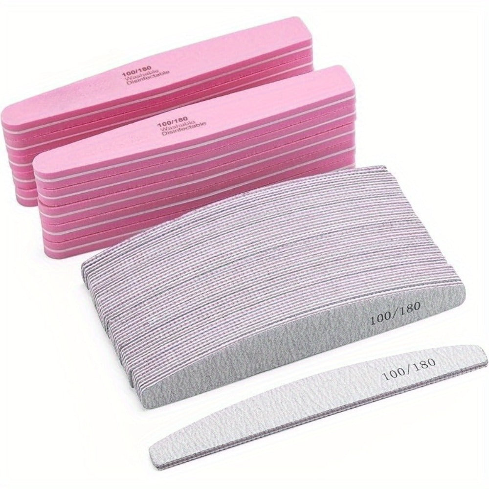 Nail Files and Buffers Professional 100 180 Grit Double-Sided Sanding Boards Reusable Polishing Blocks for Manicure Pedicure 