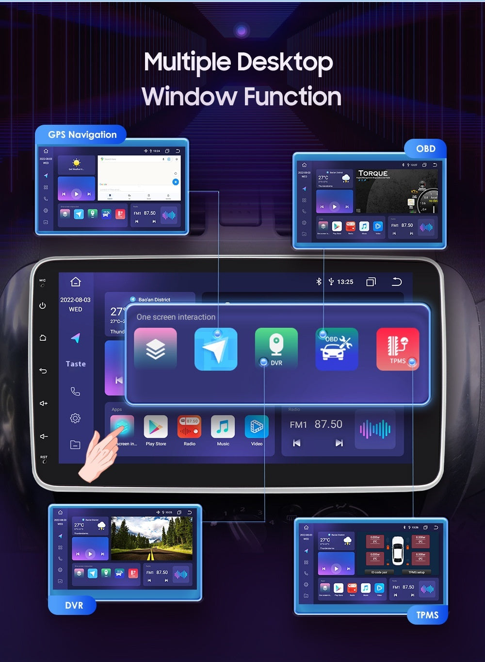Android Large Screen 101-inch Universal Rotation Shaking Head Doll For Car All-in-one Navigation Machine
