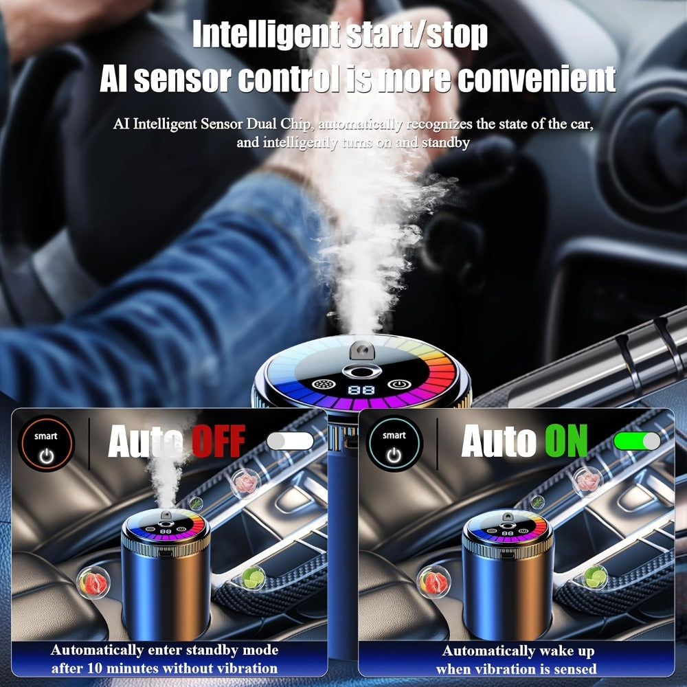 Car Aromatherapy Diffuser with Dynamic Light Show & Starry Sky Mode – Adjustable Scent Intensity, USB Rechargeable, Eliminate