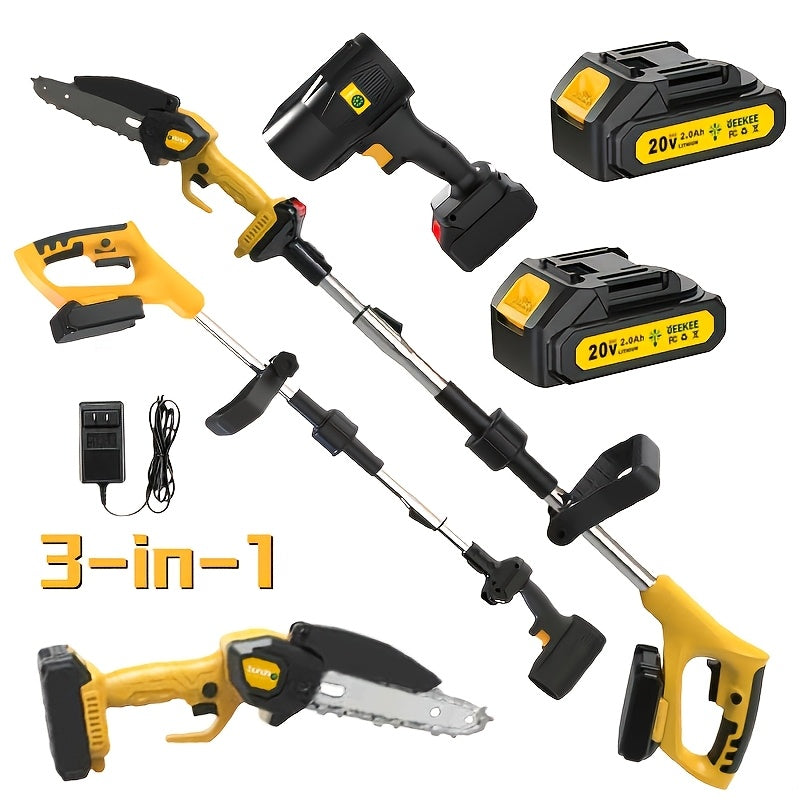 Cordless 3-in-1 Pole Saw, Mini Chainsaw and Blower Set in Yellow, Red-Black or Black Packages — image 4