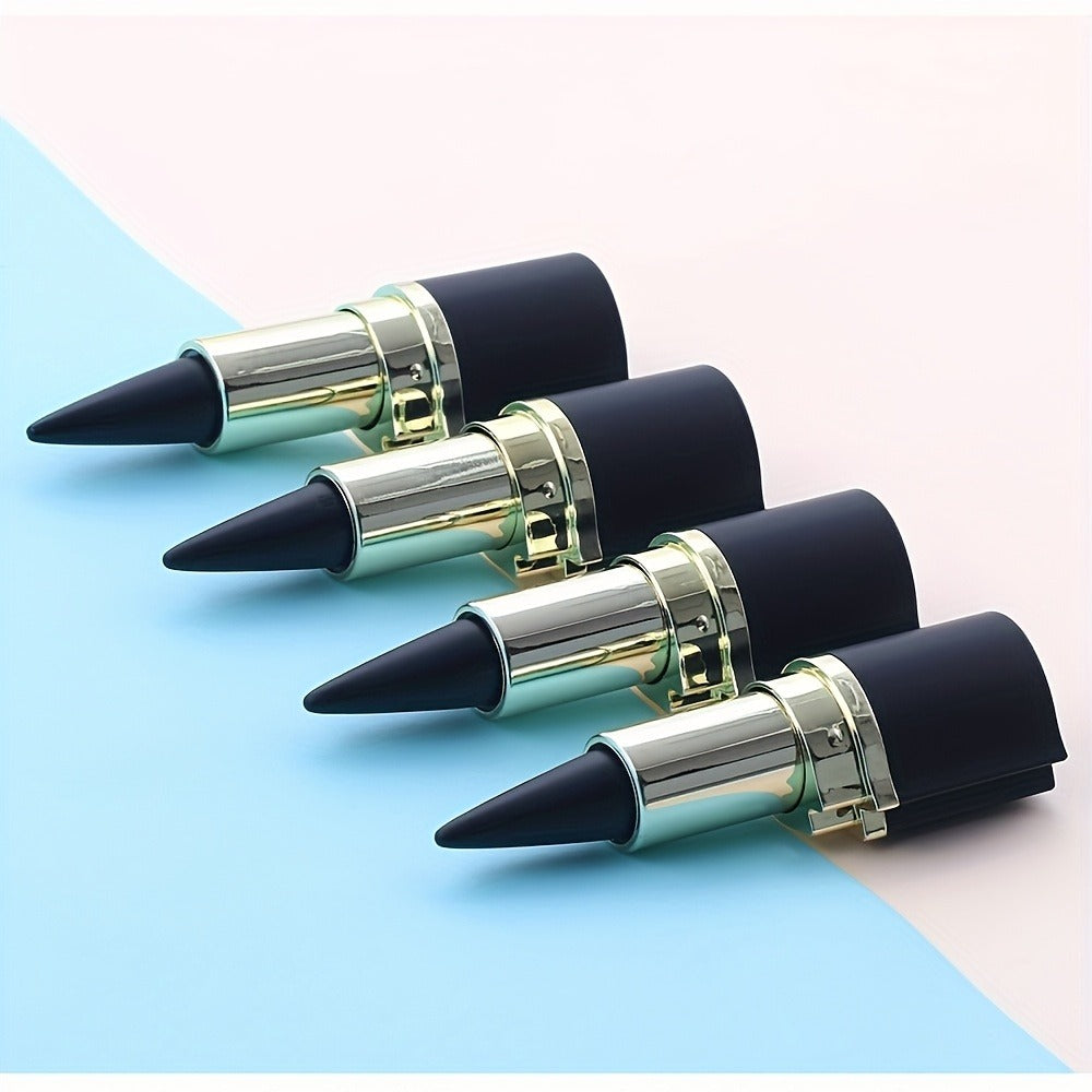 Six-Piece Solid Matte Black Twist-Up Eyeliner Set with 7.5cm Gold-Trimmed Cases for Eye Makeup — image 5