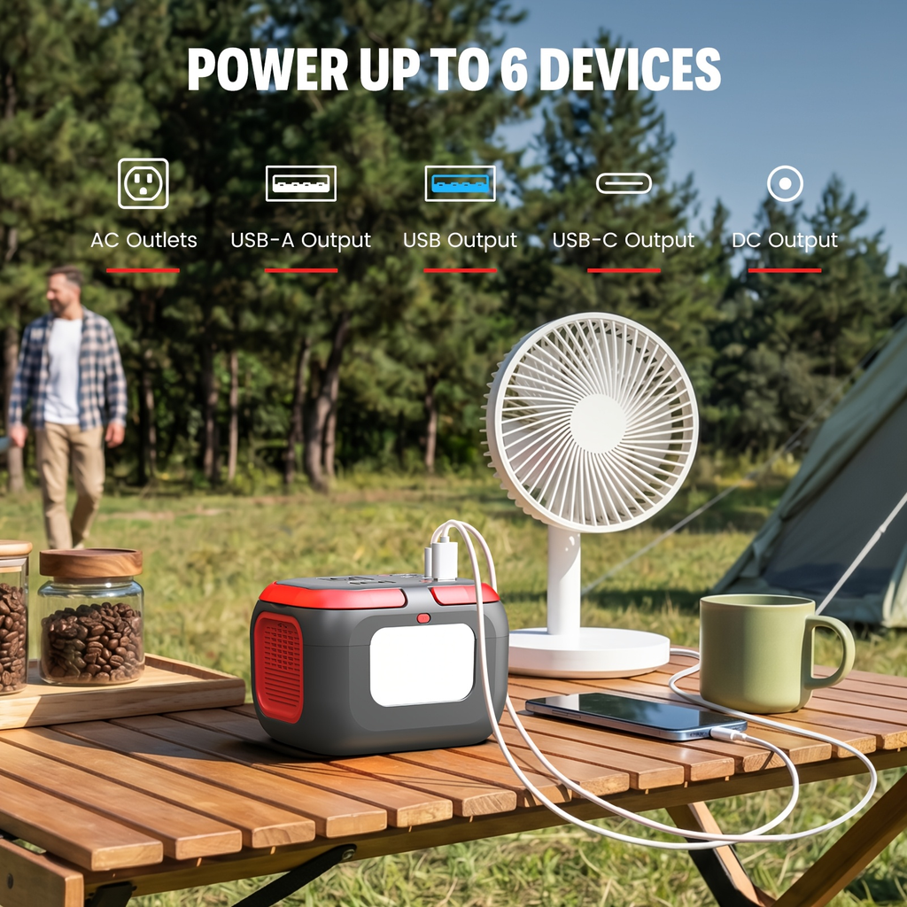 Battery Power Station 120W 97.68Wh 26400mAh Portable Backup with AC Outlet USB-C QC USB-A DC for Camping RV Travel Emergency 