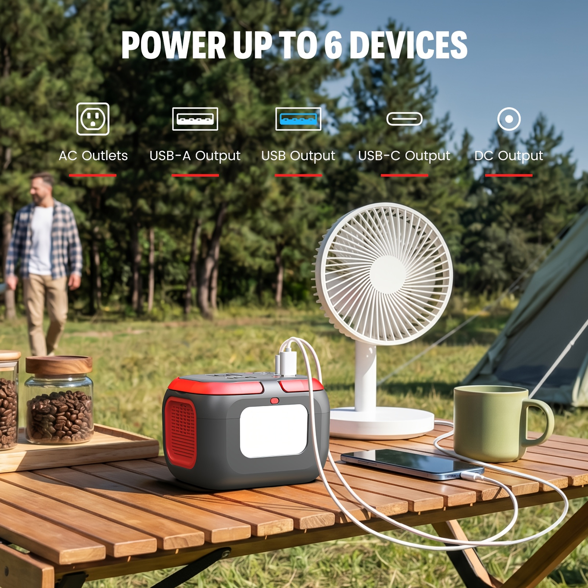 Battery Power Station 120W 97.68Wh 26400mAh Portable Backup with AC Outlet USB-C QC USB-A DC for Camping RV Travel Emergency 