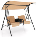 Patio Canopy Swing 2-Person with Cooler Bag Rotatable Tray Cushions 529lbs Backyard — image 1