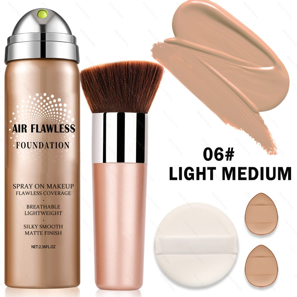 Spray Liquid Foundation and Flat-Top Brush Set with Matte Finish and Eight Numbered Shades — image 10