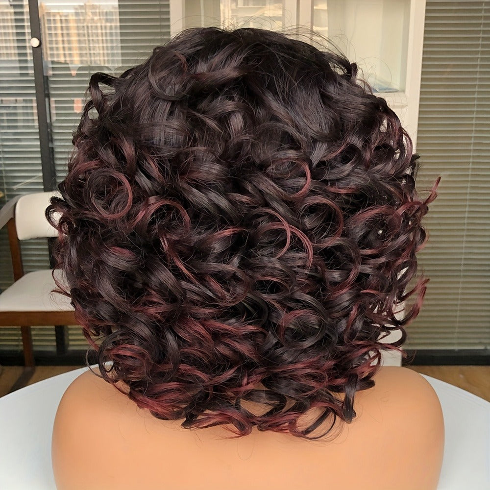 Synthetic Wig 14-Inch Jerry Curls with Wispy Bangs and 13x1 Lace Front in Three Colors for Daily Styling — image 11