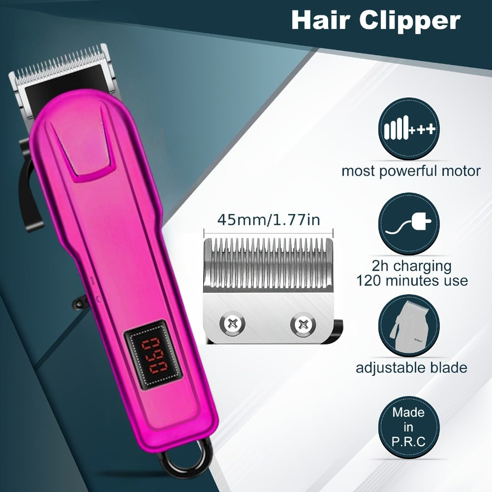 Hair Clipper Cordless USB-Rechargeable Set with Adjustable Blade, Four Guide Combs and Three Style Options — image 11