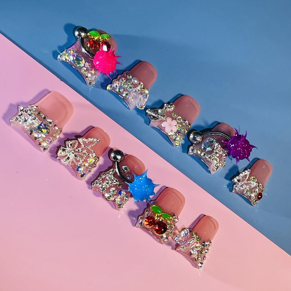 Press On Nails Colorful Handmade Duck-Tip Set in S, M and L Sizes with Glue-On Application — image 5