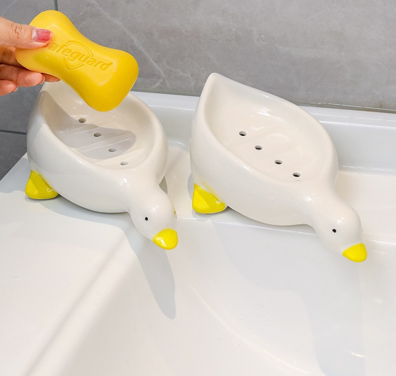 Cute little yellow duck soap box draining toilet sink new soap box