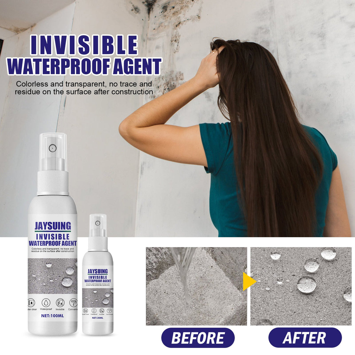 Invisible Water Repellent Toilet Permeable Nano Transparent Spray Adhesive Tile Waterproof Adhesive Leak Repair