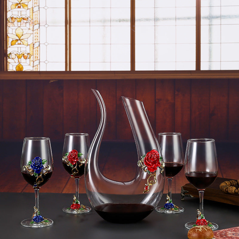 Household enamel crystal glass red wine glass goblet decanter