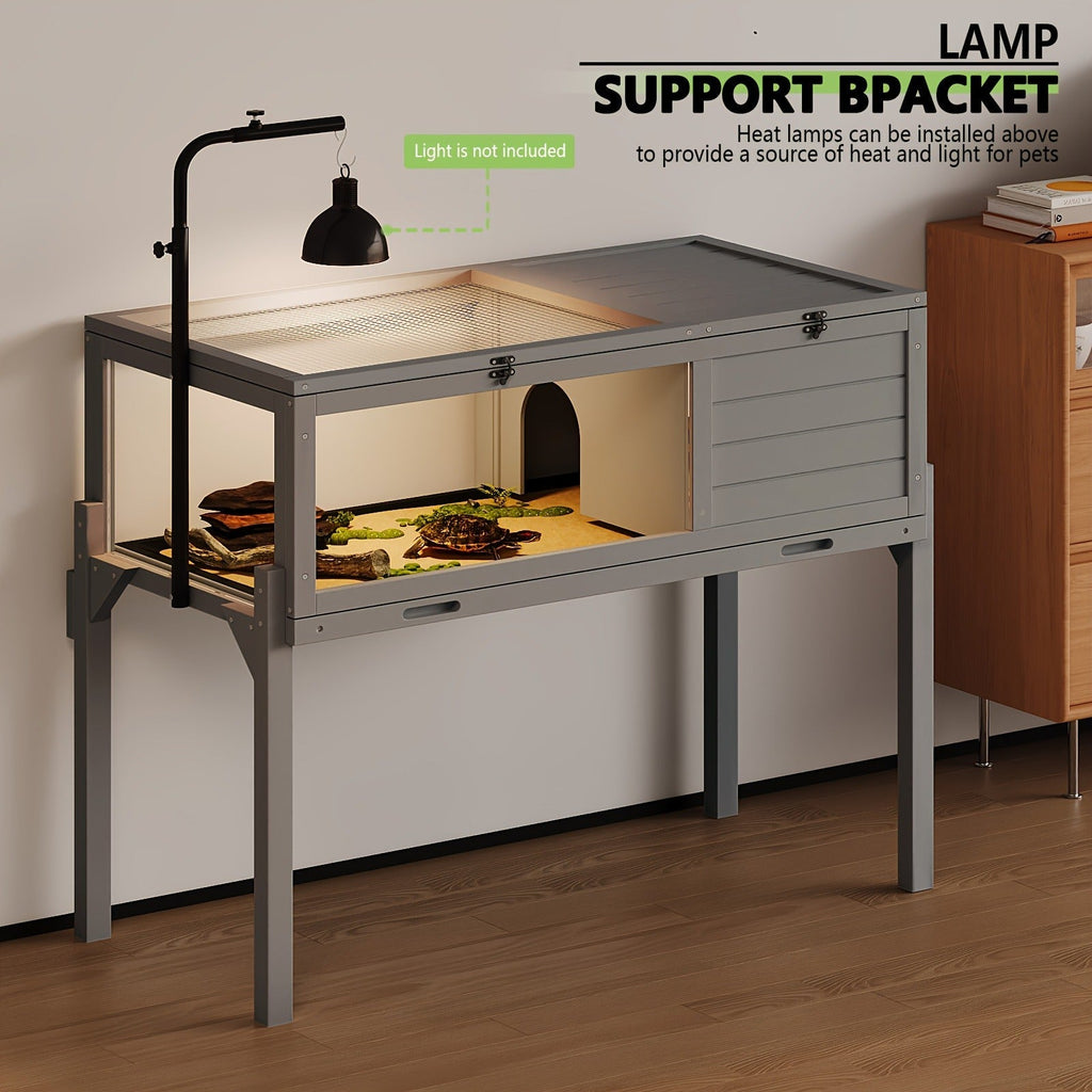 Large Tortoise Habitat Turtle Cage Enclosure with Detachable Legs Removable Roof Ramp Lamp Holder Indoor Outdoor — image 4