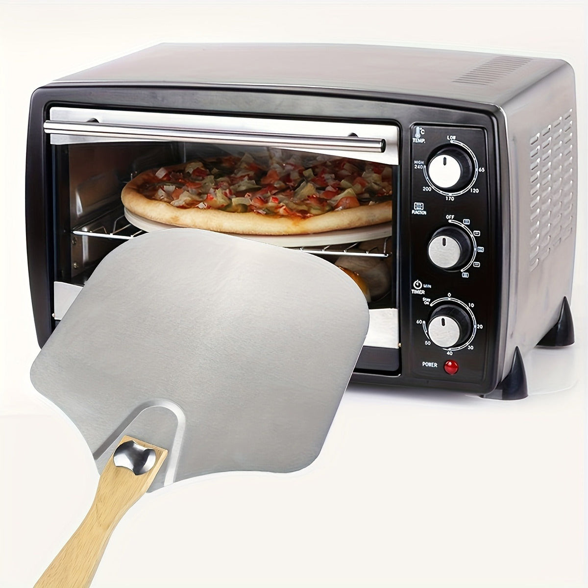 Pizza Stone Set 7-Piece with Tools – Cordierite Baking Stone with Stainless Steel Peel Cutter Brush & Heat-Resistant Gloves |