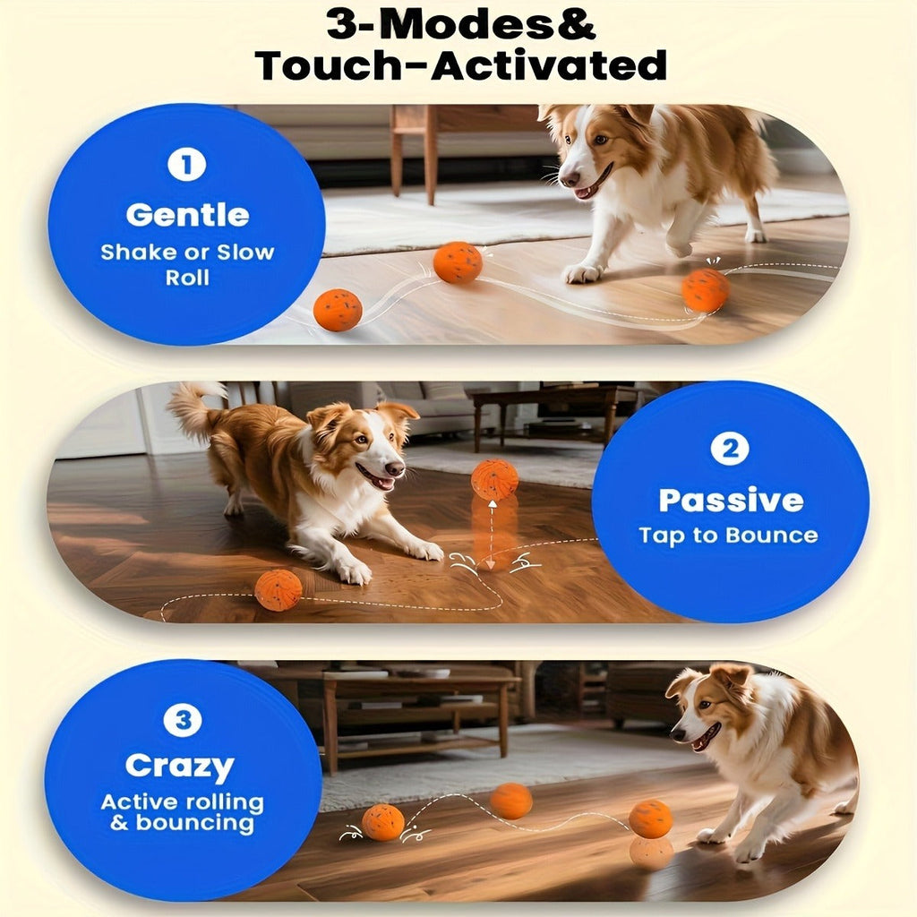 Dog Toy Motion-Activated E-TPU Ball with Auto-Rolling, Rotating and Bouncing Modes in Blue or Orange — image 8