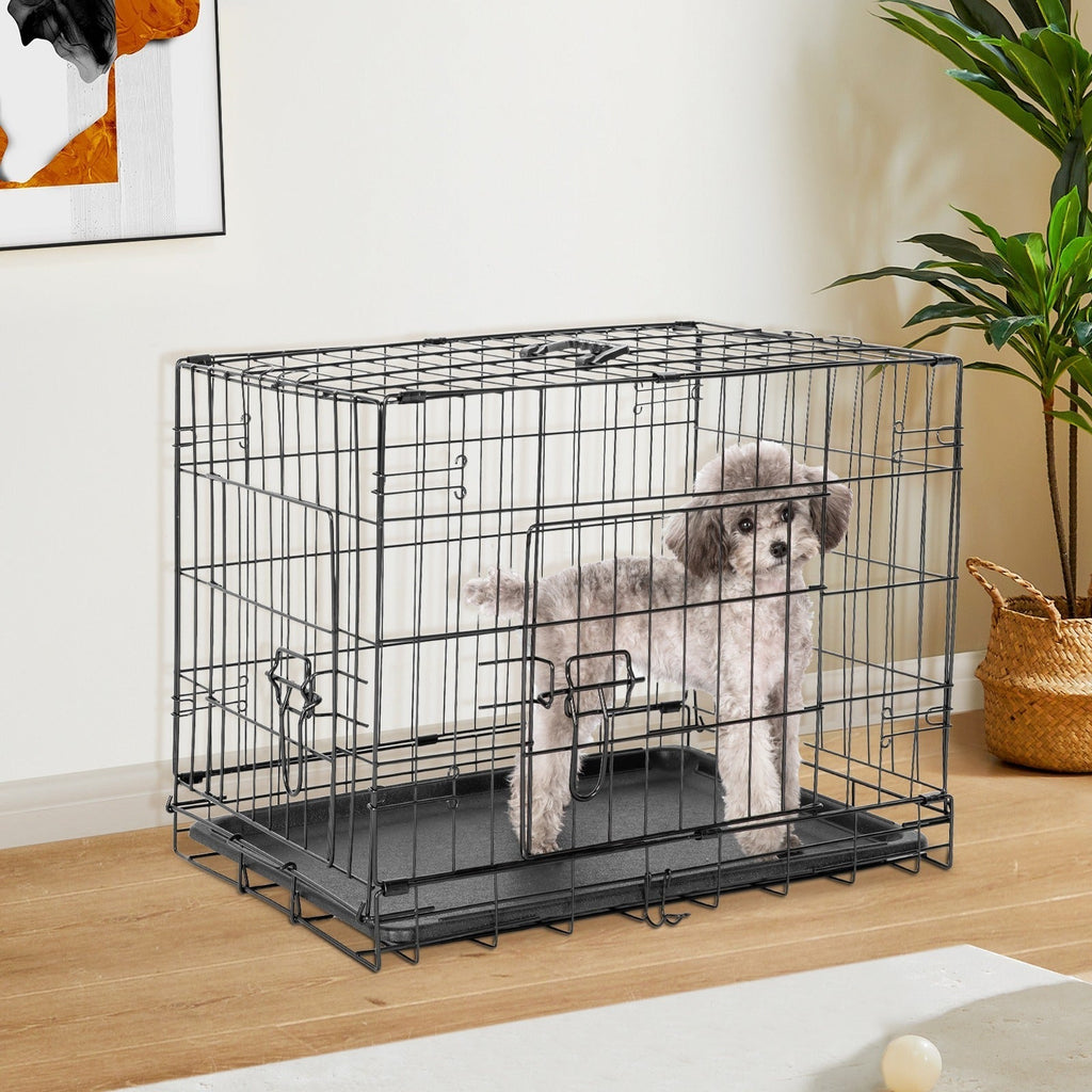 Folding Wire Dog Crate in 24, 30 or 36 Inches with Divider, Removable Tray and Door Options — image 9